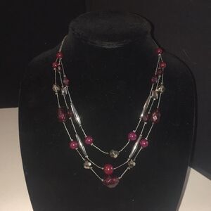 Bundle Sale 3 for $15 | 3-Strand Silver Tone | Silver & Purple Beads